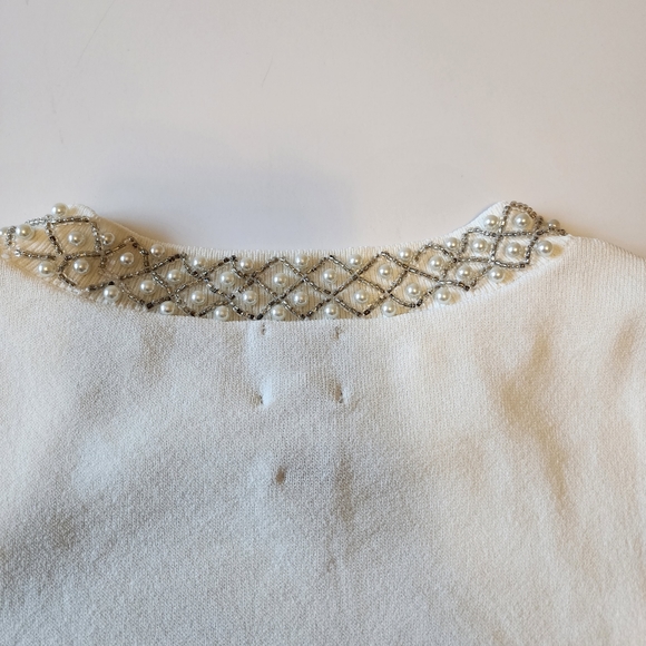 Creamy Beaded Neck Sweater Small - Picture 6 of 16